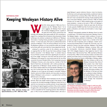 HISTORICAL ROW: KEEPING WESLEYAN HISTORY ALIVE