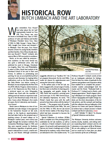 HISTORICAL ROW: BUTCH LIMBACH AND THE ART LABORATORY