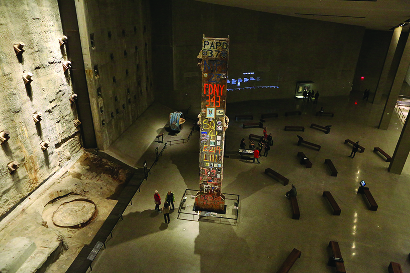 1. The 36-foot-tall Last Column was a symbol of resilience to the thousands of recovery workers who spent months excavating the World Trade Center site after 9/11. Part of the core structure of the South Tower, the 58-ton beam was covered with words and numbers, pictures, and tributes by workers during the recovery effort. Photo: Robert Adam Mayer.