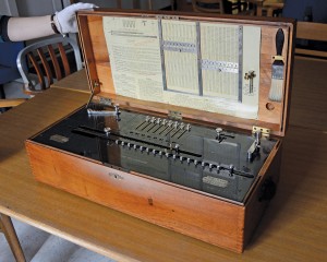 “The Millionaire” Mechanical Calculator. Useful for determining distances to stars, this late 19th-century calculator had high precision (eight significant figures) and is still in perfect working order. Photo by John Van Vlack.