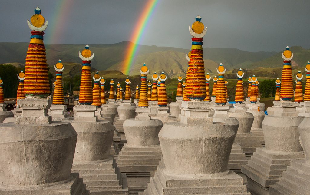 Yamashita photo - rainbow and stupas